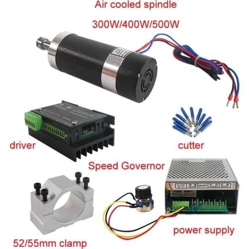Air Cooled Air Cooled Spindle ER11 Chuck CNC 300W 400W 500W Spindle Motor Power Supply Speed Governor Cutter for Mini Cnc Lathe