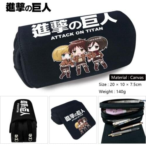 Attack on Titan Pencil Case Cosmetic Bag Stationery Box Students School Boys Girls Cartoon Anime Pen Pencile Pouch Bag Cosplay