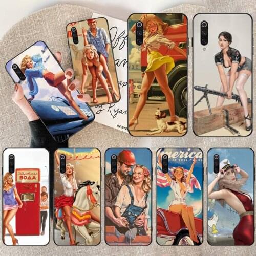 CUTEWANAN WW2 Sexy Pin up Girl Vintege Phone Case cover Shell for Xiaomi Mi10 10Pro 10 lite Mi9 9SE 8SE Pocophone F1 Mi8 Lite