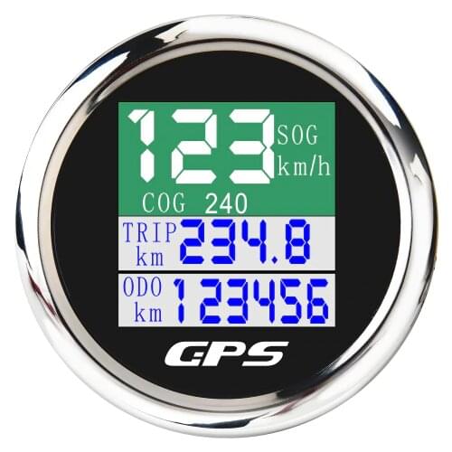 SPR New 52mm Waterproof TFT Screen Digital GPS Speedometer Odometer Trip COG Voltmeter 9-32V with GPS Antenna