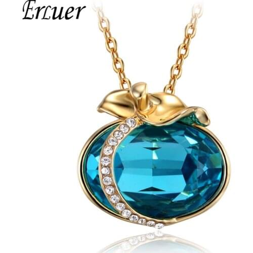 ERLUER Fashion Romantic Jewelry Necklaces Casual Crystals Classic Gold Chain Jewellery Necklace Weddinig Christmas Gift forWomen
