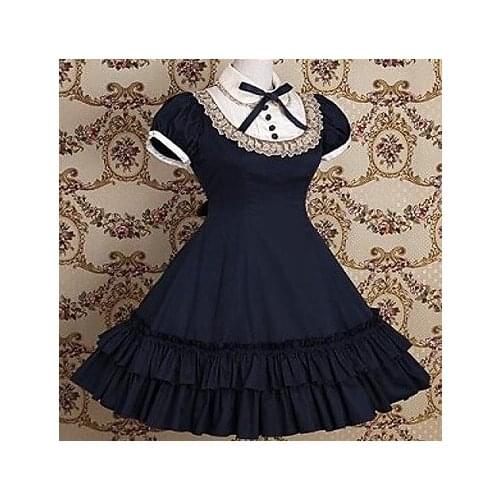 Short Sleeve Knee-length Cotton School Lolita Dress