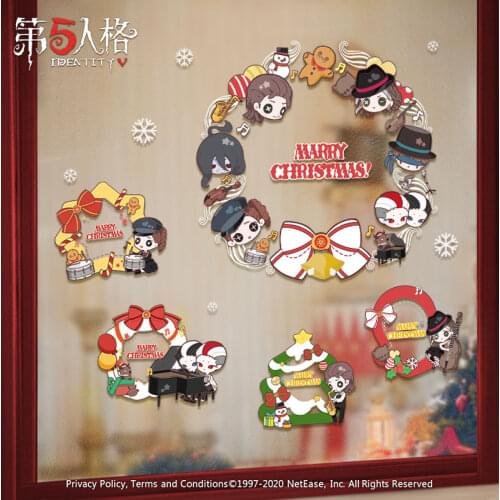 Game Identity V Christmas Window Stickers Merry Decorations For Home Wall Sticker Kids Room Wall Decals New Year Stickers Gifts