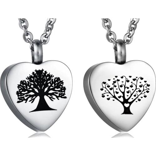 Custom Stainless Steel Tree Of Life Cremation Urn Necklace Pendant Keepsake Memorial Jewelry For Women Men Dropshipping