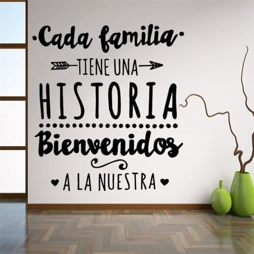 Every Family Has A Story Quote Wall Sticker Spanish Version Family Vinyl Wall Decal Family Decoration Party Poster Decal