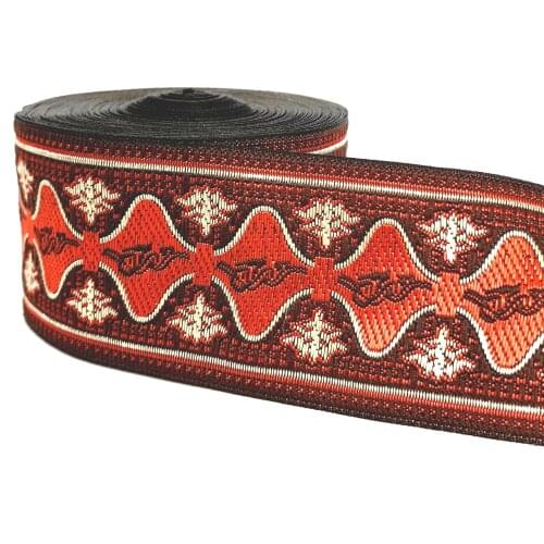 ZERZEEMOOY 2" 5cm 10yard RED Ethnic Embroidered Jacquard Ribbons Trim DIY For Decoration Handcraft Apparel Sewing Headwear