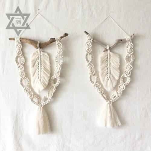 Macrame Wall Hanging Home Decoration Accessories Feathered Charm Car Wall Hanging Boho Decor Hand-woven Tapestry Wall Hanging