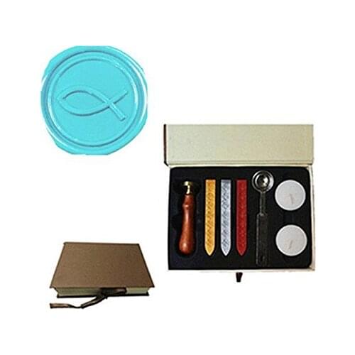 MDLG Vintage Ichthus Fish Custom Picture Logo Wedding Invitation Wax Seal Sealing Stamp Sticks Spoon Gift Box Set Kit