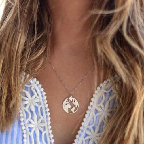 Fashion World Globetrotter Necklace Earth World Map Necklace Classic Popular Simplicity Ornaments