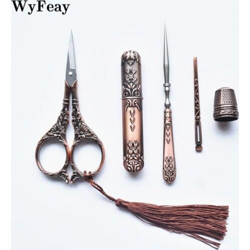 Retro Scissors Set Vintage Scissors Threader Thimble Embroidery Scissors Sewing Scissors Tailor Scissors Cross Stitch Supplies
