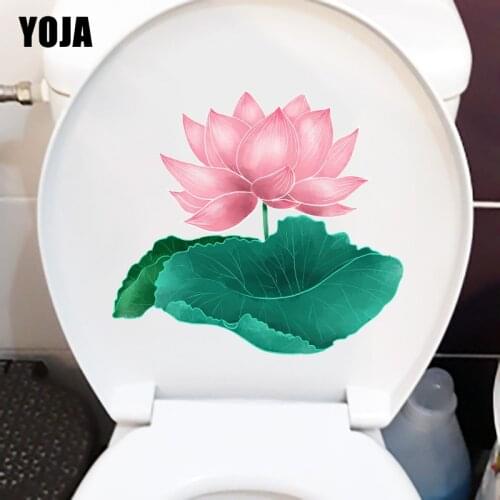 YOJA 21.4X19.4CM Classical Art Lotus Home Bedroom Wall Sticker Personality WC Decor Toilet Seat Decals T1-2277