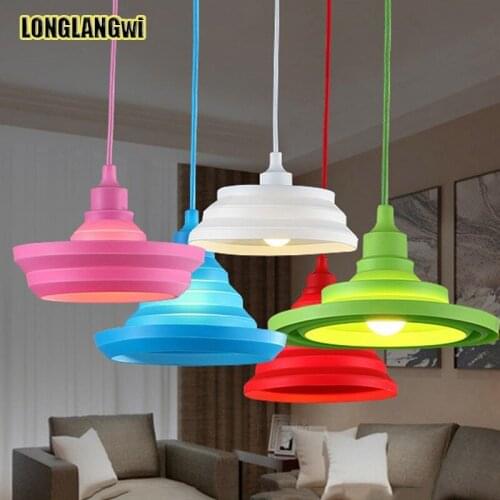 Nordic minimalist creative personality color bar tea shop decoration Pendant Lights children room window silicone