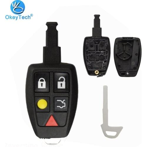 OkeyTech Key Shell for Volvo XC70 XC90 V50 V70 S60 Smart Card 5 Button Car Key Cover Case Housing with Insert Blade for Volvo