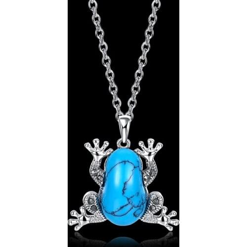 Toad Shape Design Kallaite Pendants Necklaces For Women White Gold Color Chokers Necklace Bohemian Jewellery Collares LN006