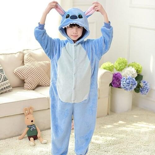 Kigurumi Kids Blue Cartoon animals Autumn And Flannel Vigor Unisex Children Pajama 4T-12T Long Sleeve Pajama sets