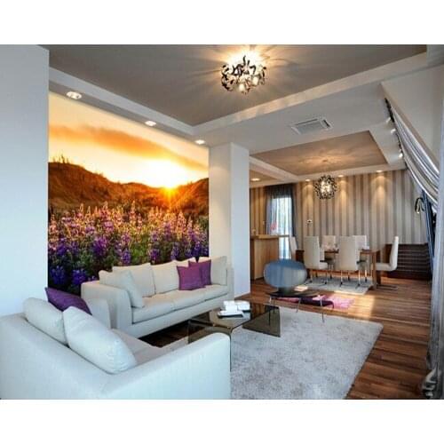 Custom 3d large lavender pastoral landscape wallpaper murals for the sitting room the bedroom TV background wall papel DE parede
