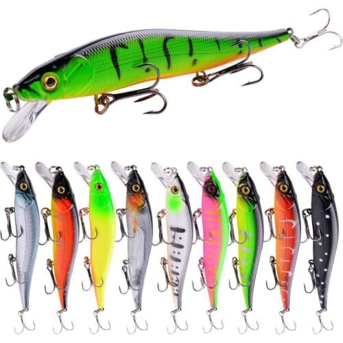 1pcs Fishing Lure 115mm/14g Minnow Crankbait Wobblers 3D Eyes Perch Artificial Bait Pike Carp Bait Swim Bait Fishing Pesca Black