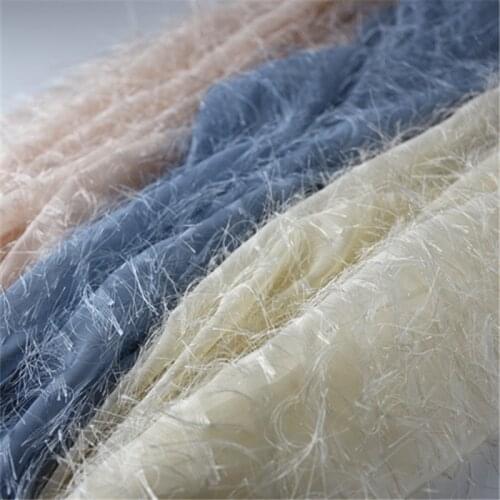 50cm*150cm Simple Feather Tassel Chiffon Jacquard Fabric DIY Fashion Dress Fabric