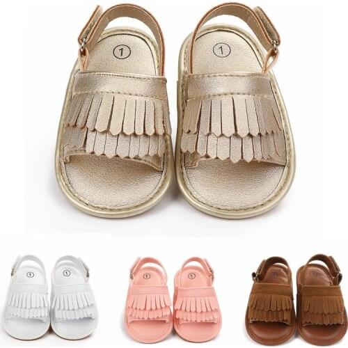 High Quality Tassel Baby Girls Sandals Soft PU Anti-Slip Rubber Sole Infant Summer Outdoor Shoes Toddler First Walkers 0-18 M