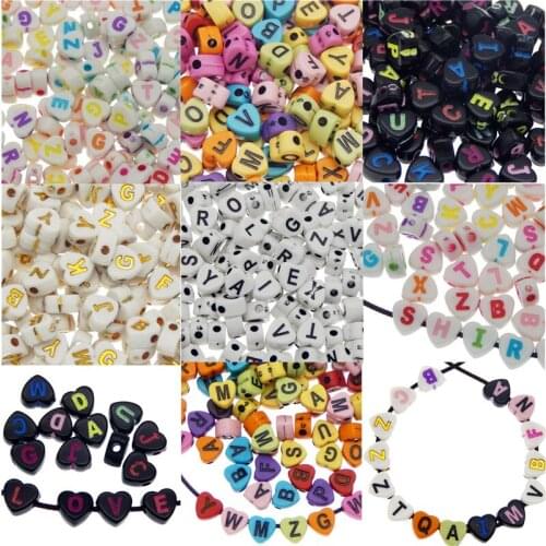 Mixed Letter Acrylic Beads Love Hearts Flat Alphabet Loose Spacer Beads For Jewelry Making Handmade Diy Bracelet Necklace 500pcs