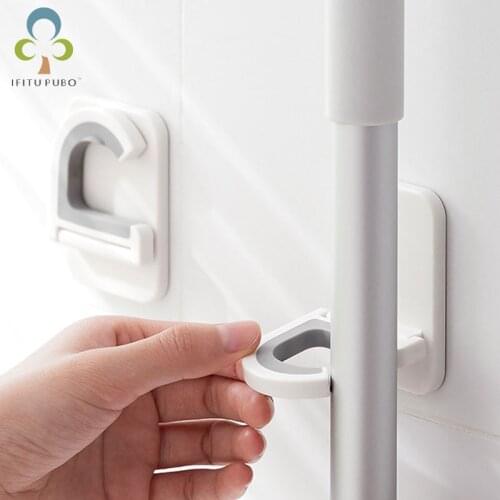 Mop Rack Bathroom accessories Wall Mounted Shelf Organizer Hook Broom Holder Hanger Behind Doors Walls Kitchen Storage Tool ZXH