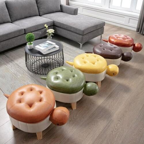 Cartoon Animal Living Room Shoe Changing Stool Turtle Shape Children Small Low Stools Home Furniture Bedroom Leather Footstool