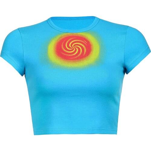 Crop Top Women 2021 Y2K Top Harajuku Girls Vintage Retro Aesthetic Clothes Fashion T-shirt Summer Slim Short Sleeve Streetwear