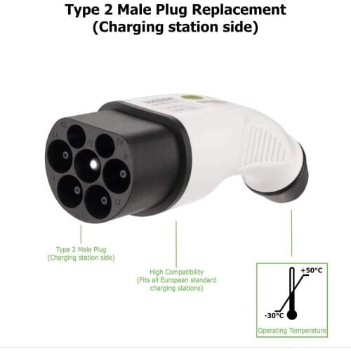 Type 2 EV PLUG 16A 32A Three Phase Charging Station Side Male Charger Connector Electric Car