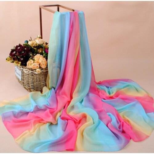 2020 FAL/WIN 180CM big size Gradient chiffon scarf silk square hijab cool shawl ladies foulard femme Scarves hair bufanda mujer