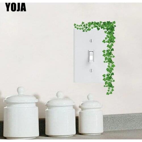 YOJA Green Fresh Leaves Flowers Classic Style Design PVC Room Decorative Interesting Switch Sticker 13SS0120