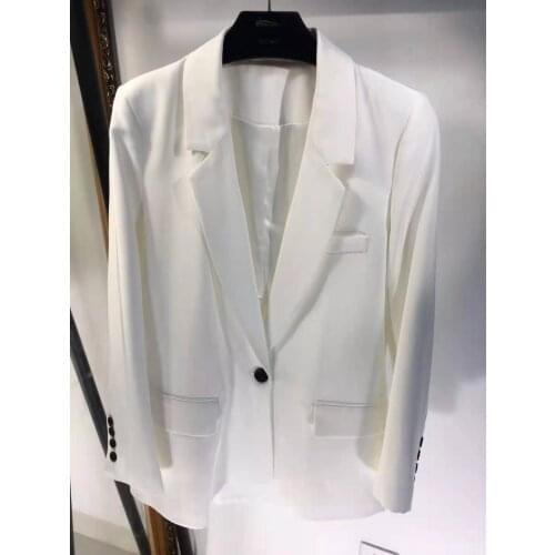 2021 Autumn jacket fashion minimalist design single button white blazer coat for women
