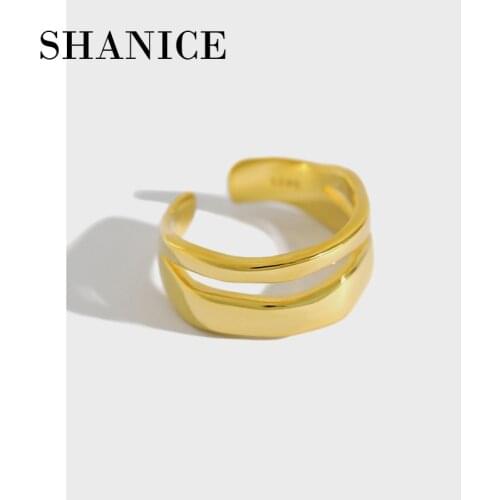 SHANICE 925 sterling silver open ring Normcore INS irregular line double layer ring Femme Punk Ring Accessories Gift