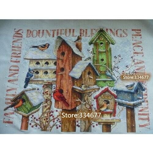 Winter Housing Little bird Top Quality Embroidery Needlework 14CT Unprinted Art Cross Stitch Kits DIY Handmade Decor
