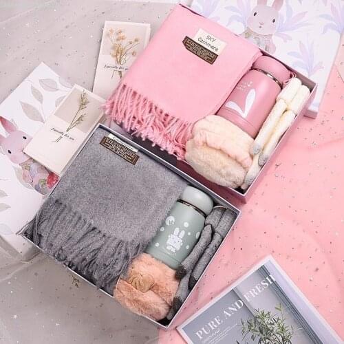 1set Winter Scarf Cup New Year Valentines Day WeddingBirthday Boy Friends Present Gift Box