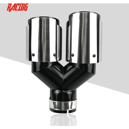 1 piece 89mm double outlet Universal stainless steel glossy Black Paint for Modified Car Accessorie Muffler Pipe tips