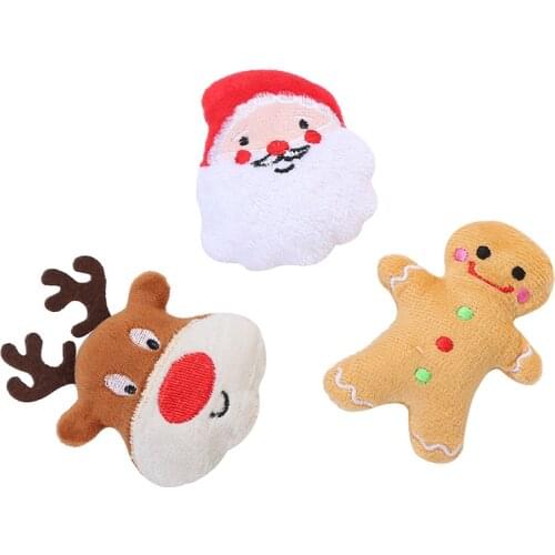 1pc Pet Dog Cat Plush Toys Puppy Chew Christmas Santa Claus Biscuit Xmas Elk Toys Dog Playing Toys Cat Cotton Dolls Pet Supplies