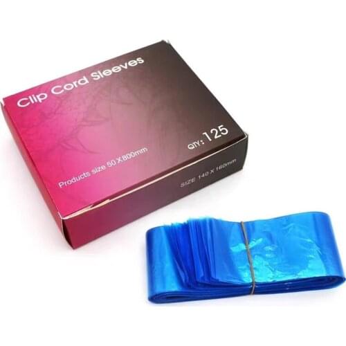 125 Pcs Blue Tattoo Clip Cord Sleeves Bags Permanent Makeup Machine Power Supply Protection Wrap