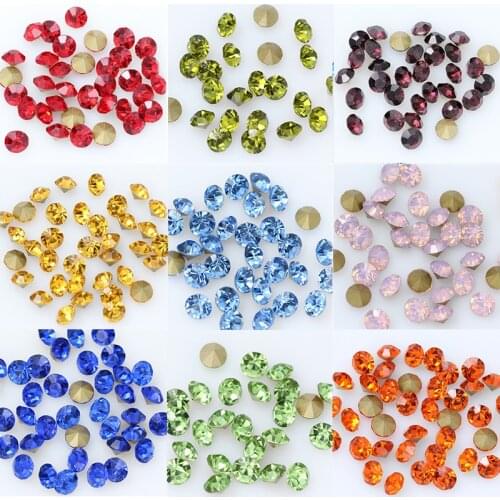 144p SS9-SS16mm Rivoli Many Colors Czech crystal beads pointed back Round beads Rhinestone Glitter For Jewelry Nail Making DIY