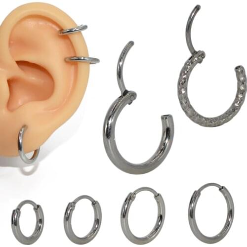 2Pcs Stainless Steel Septum Clicker Hoop Ring Nose Labret Ear Tragus Cartilage Daith Helix Earring Stud Fashion Body Piercing Je