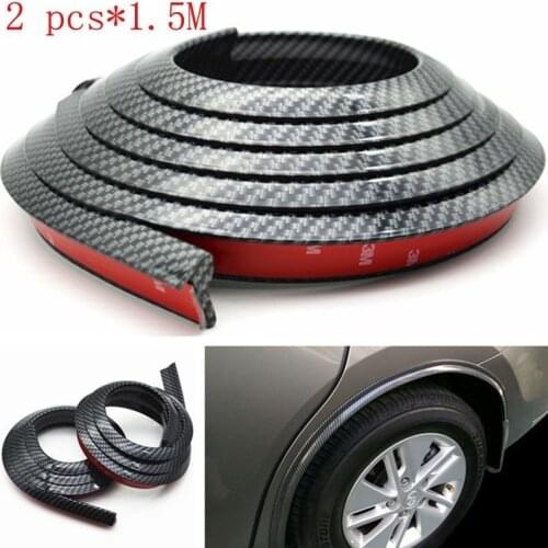 2Pcs 1.5m Carbon Fiber Car Fender Flare Wheel Eyebrow Protector Arch Trim Strip