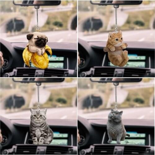 2D Creative Dog And Cat Car Pendant Backpack Ornament Cute Hanging Ornament Keychain Interior Decor Home Decoration Accessories