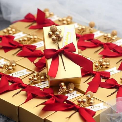 5pcs Wedding Decoration Gift Box Packing Candy Paperboard Packing Souvenir Square Box With Tie Flower Box