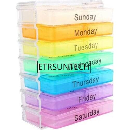 50pcs Portable Medicine Weekly Storage Pill 7 Day Tablet Sorter Box Container Case Organizer Health Care
