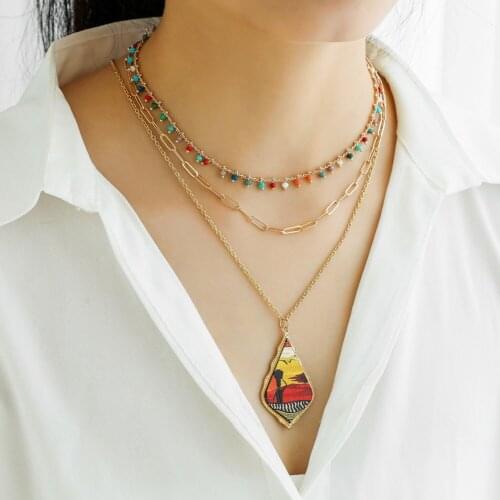 Bohemian Pendant Necklace for Women Jewelry Multi Layer Tassel Beads Choker Necklace Steampunk Chain Necklace Collar Statement