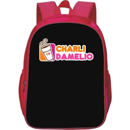 Charli Damelio Backpack Teenager Bookbag Travel Bag Boys/Girls Pink Shoulder Strap Bags Fashion Cartoon Casual Backpack