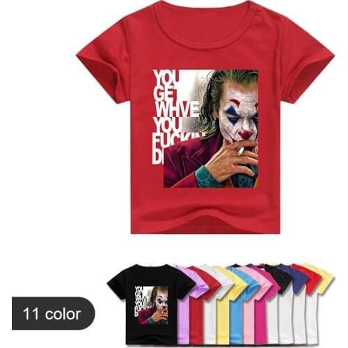 2-12year Girl Clothes Cartoon Joker Halloween profile picture Role Play Casual Kids Short Sleeve T-shirt Boys Funny Kawaii Print