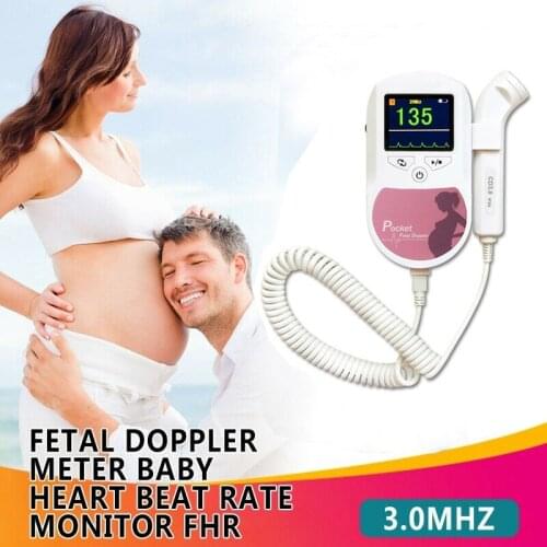3.0MHZ CONTEC Sonoline C Baby SoundC1 Doppler Fetal Heart Rate Monitor Home Pregnancy Heart Rate Detector LCD Display Pink