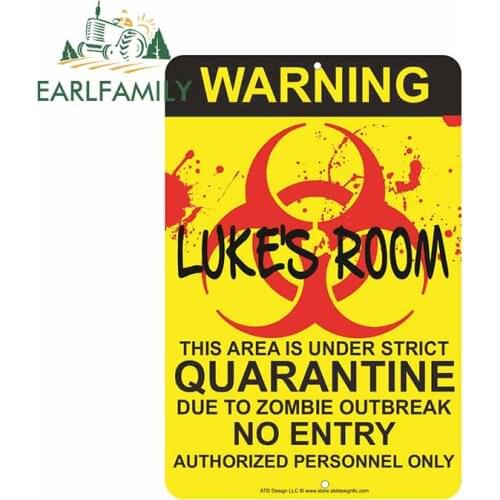 EARLFAMILY 13cm x 8.7cm Quarantine No Entry Decal JDM Auto Motorcycle Decor Car Body Sticker Warning Graphics