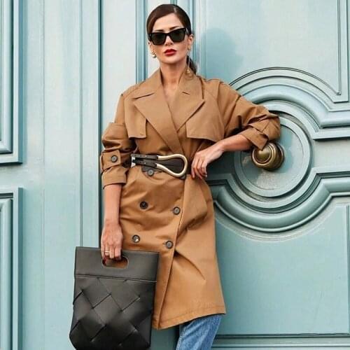 Foridol streetstyle khaki long trench coat women elegant double breasted vintage trench coat autumn winter long coat 2020