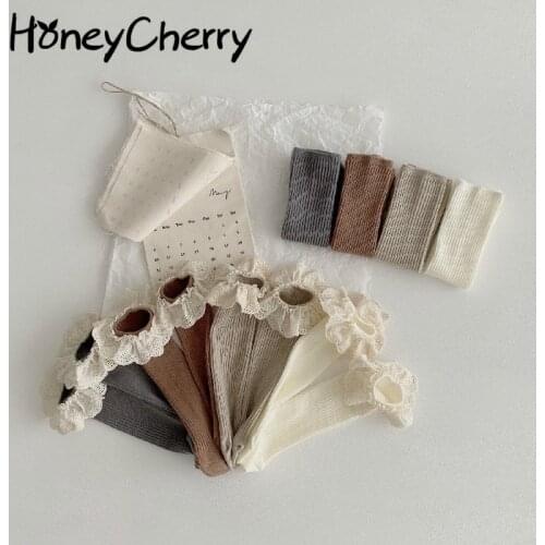 Baby Socks New Autumn Childrens Lace Solid Color 4 Pairs Pack Without Heel Socks baby girl clothes